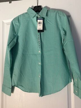 Lauren Ralph Lauren Mint Green Gingham Button-Down Shirt.